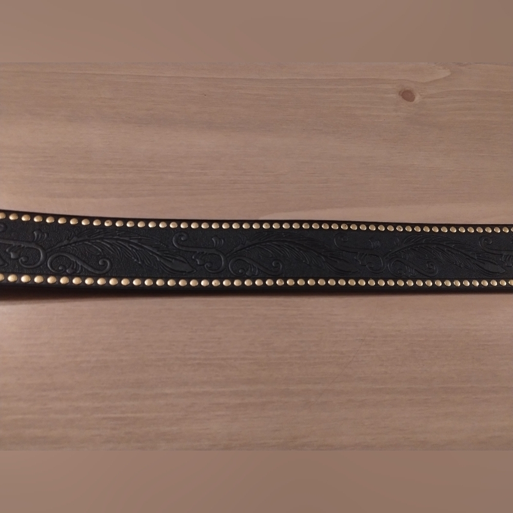 Western Tooled Belt w/ Gold Monogram Buckle | Cowboy Several Letters Available - Picture 2 of 16